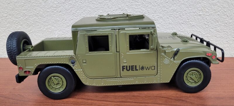 Die-cast earthy green Hummer vehicle