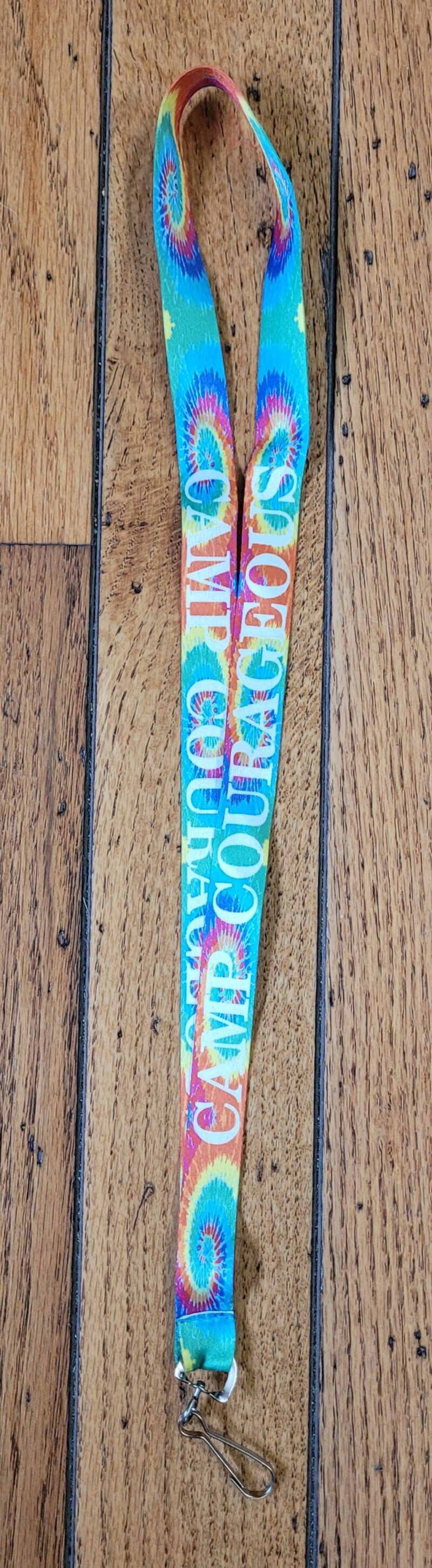 tie dye Camp Courageous lanyard